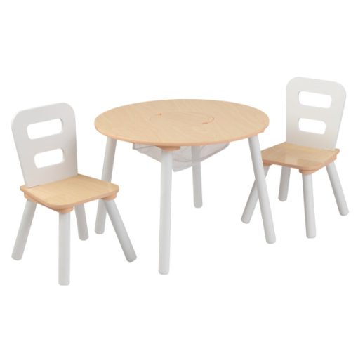 Kidkraft Round Storage Table 2 Chair Set - Natural White