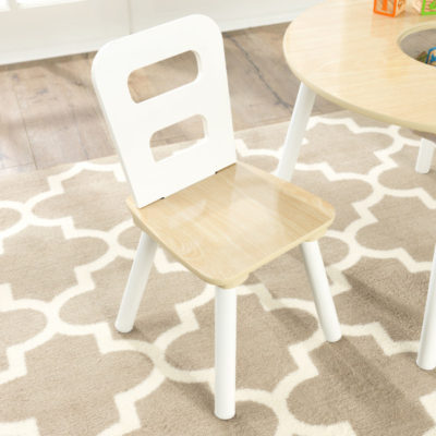 Kidkraft Round Storage Table 2 Chair Set - Natural White3