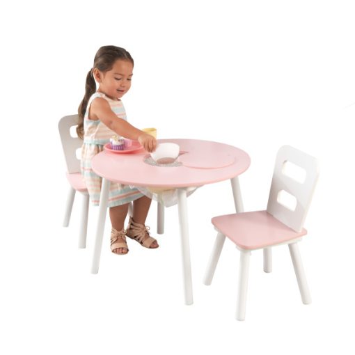 Kidkraft Round Table and 2 Chairs Set - Pink and White1