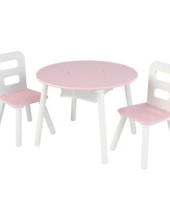 Kidkraft Round Table and 2 Chairs Set - Pink and White3
