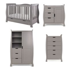 OBaby Stamford Luxe 4 Piece Room Set - Taupe Grey