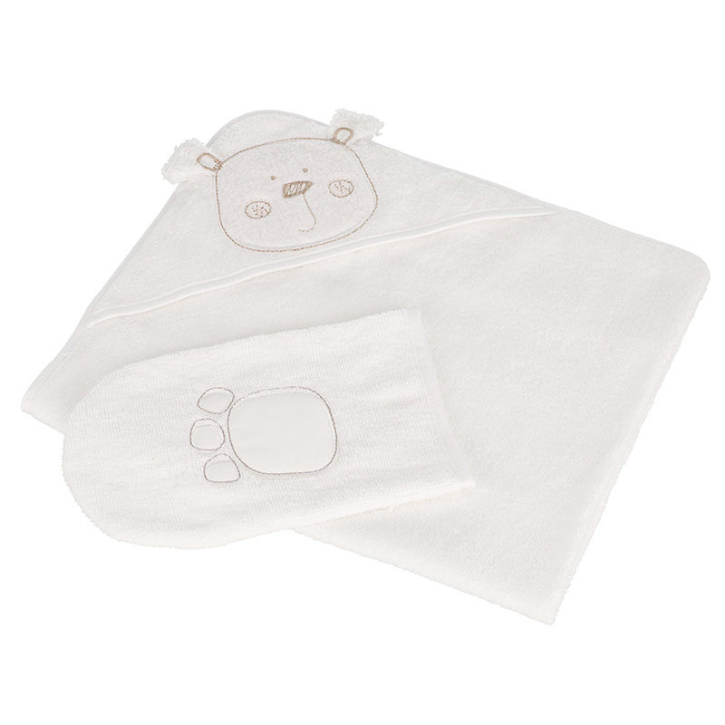 Obaby B is for Bear Hooded Towel Set - White