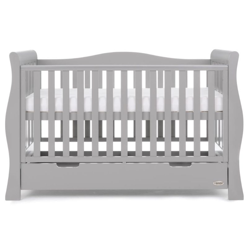 Obaby Stamford Luxe Sleigh Cot Bed - Warm Grey 2