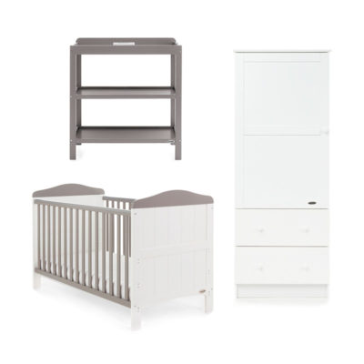 Obaby Whitby 3 Piece Room Set - White with Taupe Grey