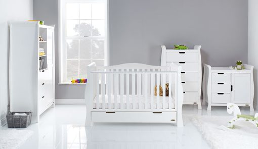 obaby stamford luxe 4 piece nursery room set in white