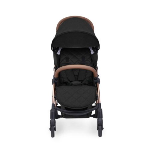 ickle bubba globe max black on rose gold stroller front on hood down