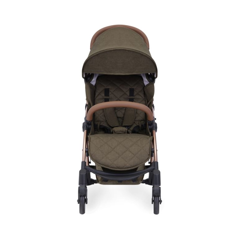 ickle bubba globe max stroller khaki on rose gold front on 2