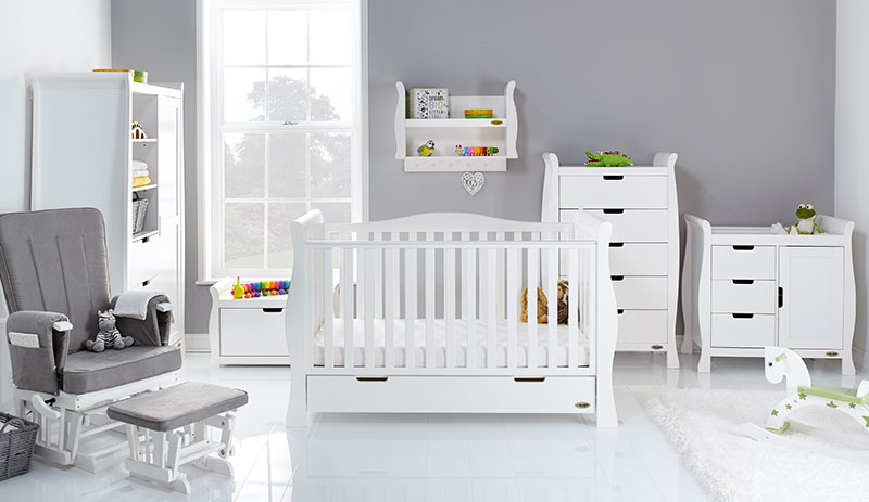 obaby stamford luxe 7 piece nursery room set builder in white