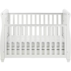 babymore dropside cot bed eva in white front on