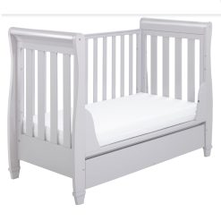 Babymore Eva Dropside Sleigh Cot Bed - Grey