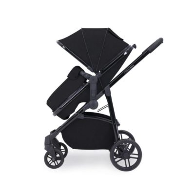 ickle bubba moon stroller side on with footmuff black