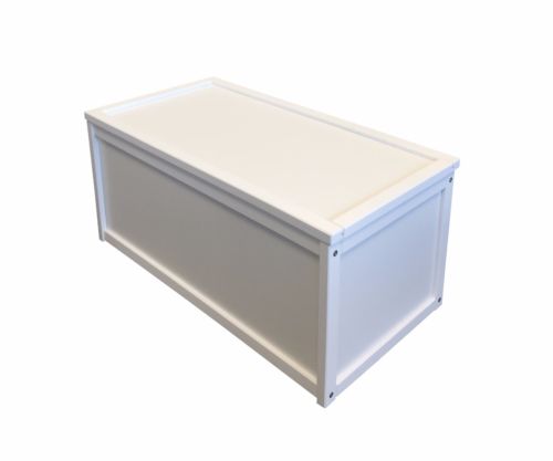 white wooden self assembly toy box