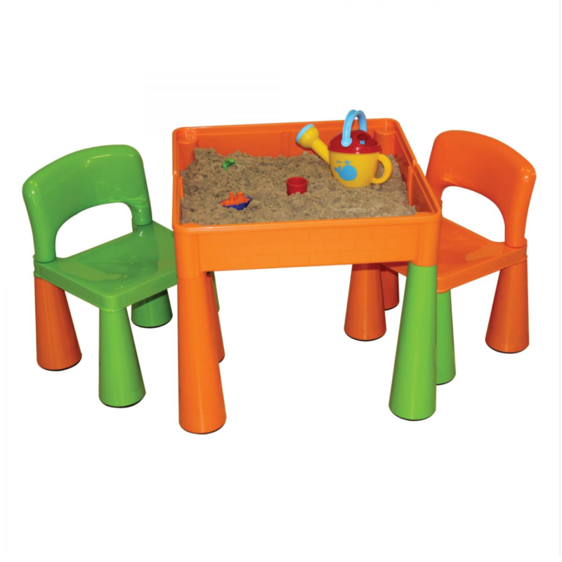 Liberty House Toys - 5 in 1 Multipurpose Activity Table & 2 Chairs – ORANGE & GREEN