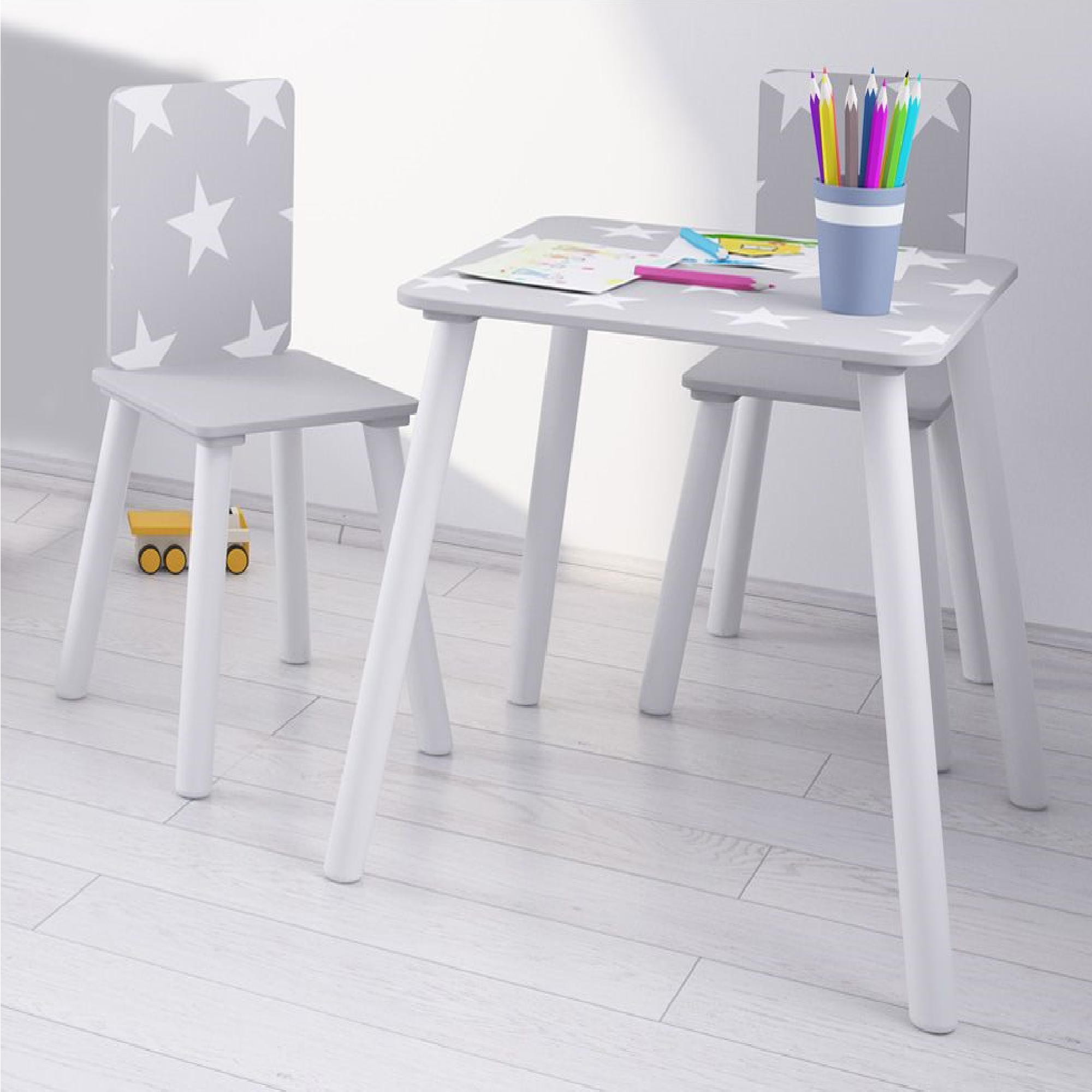 gray kids table and chairs