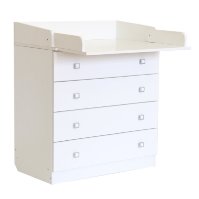 Kudl Kids, 4 Drawer Unit 1580 With Changing Board and Storage - White1
