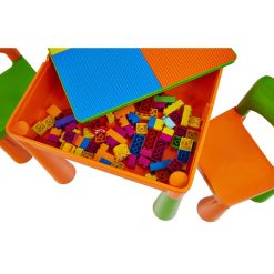 Liberty House Toys 5-in-1 Orange and Green Activity Table and 2 Chairs Set
