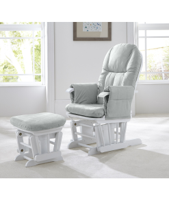 Tutti Bambini GC35 Reclining Glider Chair & Stool - White with Grey Cushions