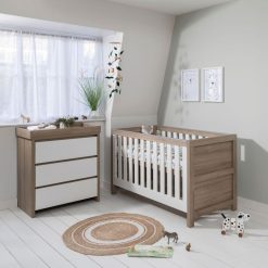 Tutti Bambini Modena 2 Piece Nursery Room Set/Mattress/Accessories - White and Oak