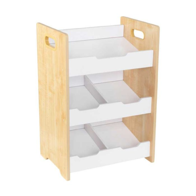 Angled Bin Unit - Natural with White Shelves1