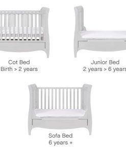 tutti bambini roma sleigh cot bed sizes in dove grey