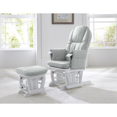 tutti bambini gc35 glider chair white with grey cushions