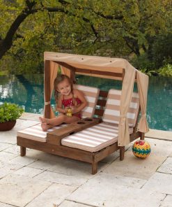 Kidkraft Double Chaise Lounge with Cupholders - Espresso & Oatmeal