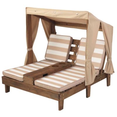 Kidkraft Double Chaise Lounge with Cupholders - Espresso & Oatmeal2