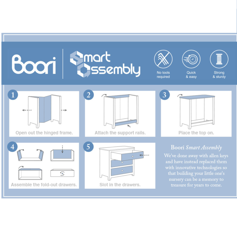 Boori Sleigh 3 Drawer Dresser Smart Assembly - Barley White