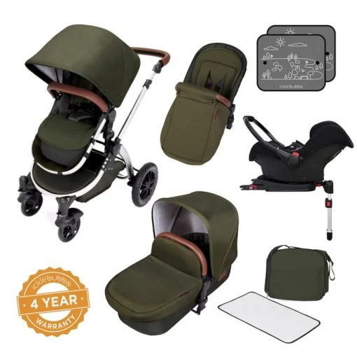 Ickle Bubba Stomp V4 All in One i-Size Isofix Travel System - Woodland Chrome