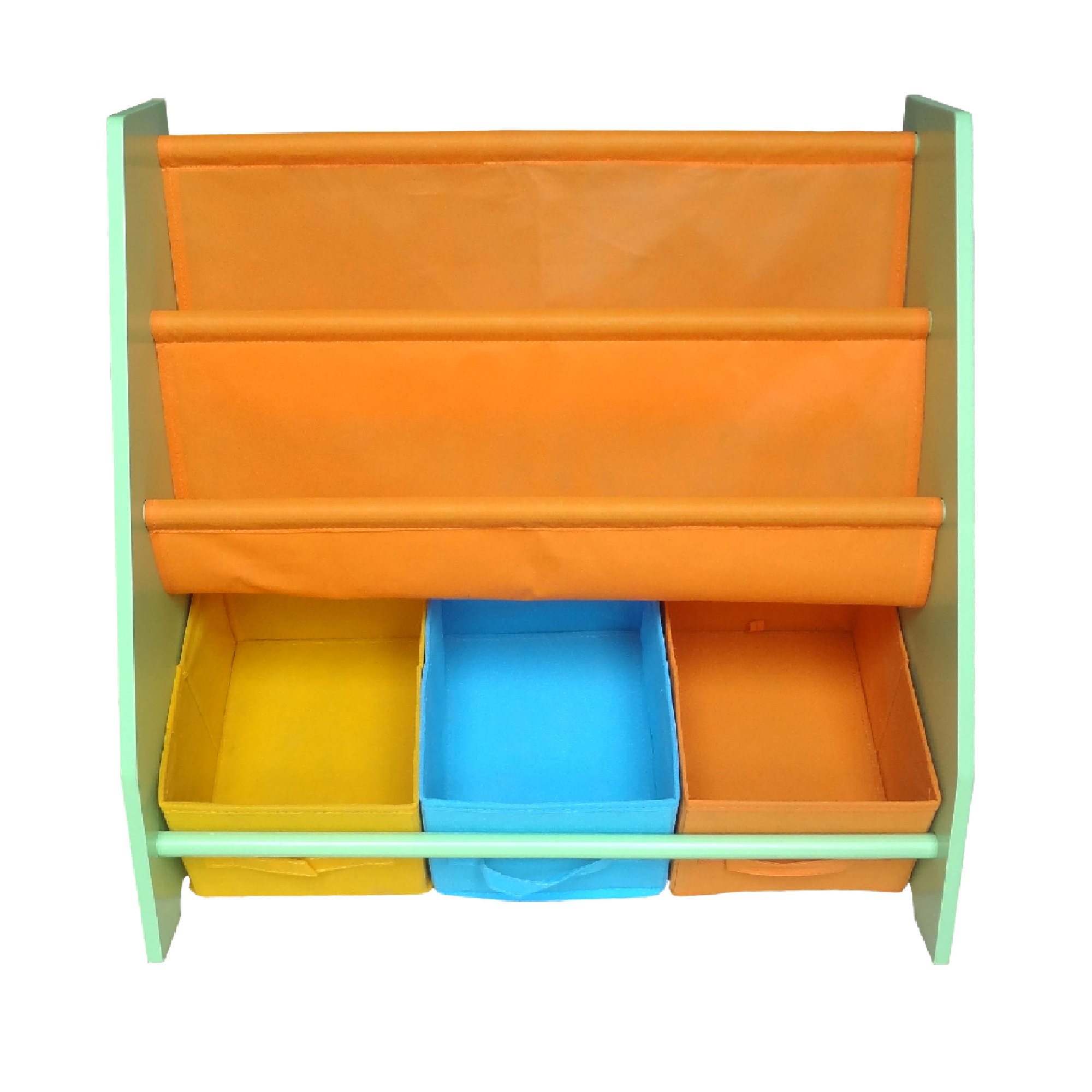 Blue Kiddi Style Childrens Crayon Wooden Storage Rack Sling Bookcase