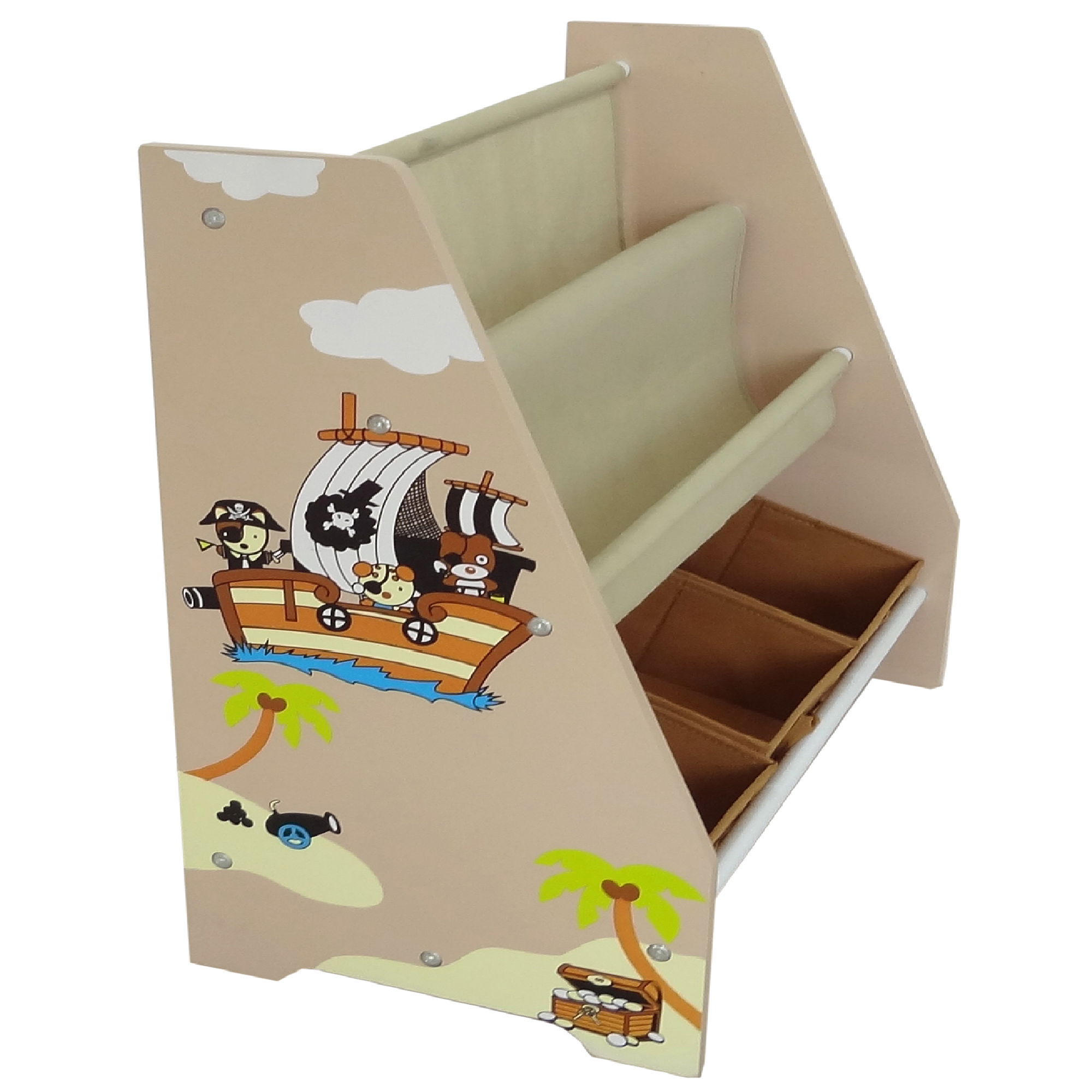 Kiddi Style Children S Pirate Wooden Storage Rack Sling Bookcase