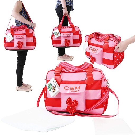 i-Safe Luxury Changing Bag - bow dots