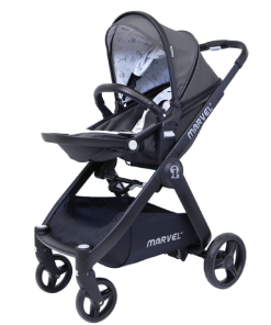 iSafe Marvel 2in1 Pram System And Car Seat - Charcoal Black