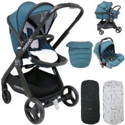 iSafe Marvel 2in1 Pram Travel System and Carseat - Teal