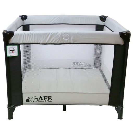 iSafe Zapp And Nap Luxury Square Travel Cot Playpen - Black grey