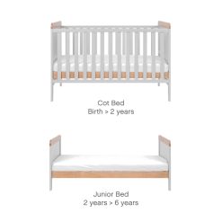 Tutti Bambini Rio Cot Bed, Changer and Mattress - Dove Grey/Oak