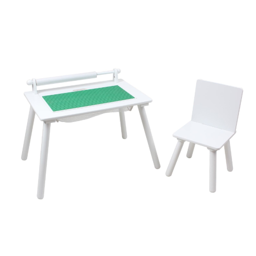 White Writing Table & Chair with Lego board1