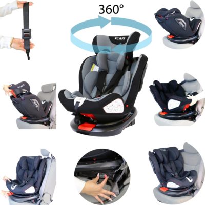 iSafe All Stages 360° Rotating Baby Car Seat Carseat Group 0+123 - Grey