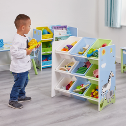 Liberty House Toys Safari Storage Shelf with Plastic Storage Boxes
