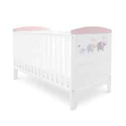 Ickle Bubba Coleby Style Elephant Love Pink Cot Bed With Foam Mattress
