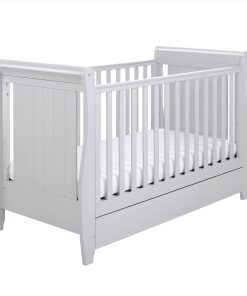 Babymore Stella Dropside Sleigh Cot Bed - Grey