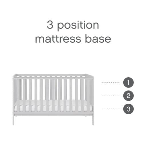 Tutti Bambini Malmo Cot Bed with Cot Top Changer & Mattress - Dove Grey
