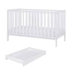Tutti Bambini Malmo Cot Bed with Cot Top Changer & Mattress - White