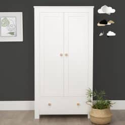 CuddleCo Aylesbury White/Ash 2 Door Double Wardrobe