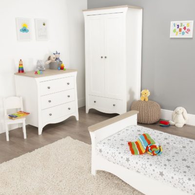 CuddleCo Clara White/Ash 3 Piece Nursery Set