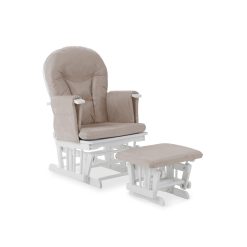 obaby reclining glider chair white and sand