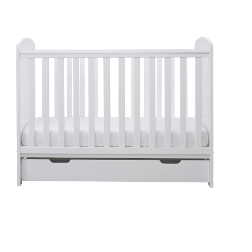 Coleby White Mini Cot Bed With Under Drawer