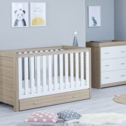 babymore luno cot bed with underdrawer oak white