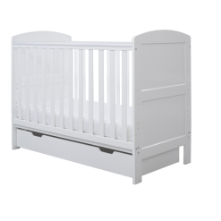 Coleby White Mini Cot Bed With Under Drawer and Foam Mattress