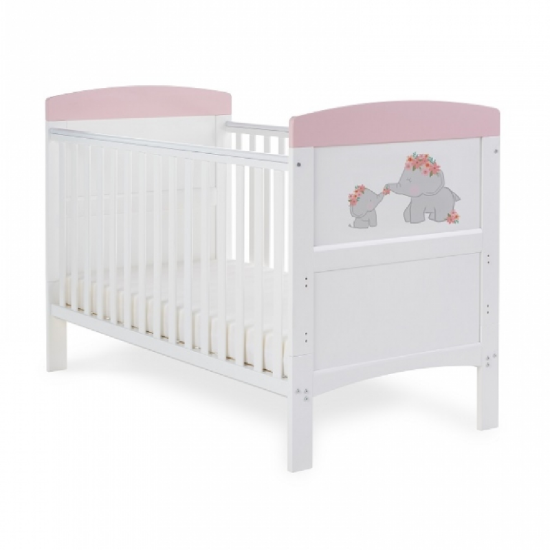 Obaby Me & Mini Me Pink Elephants Grace Inspire Cot Bed